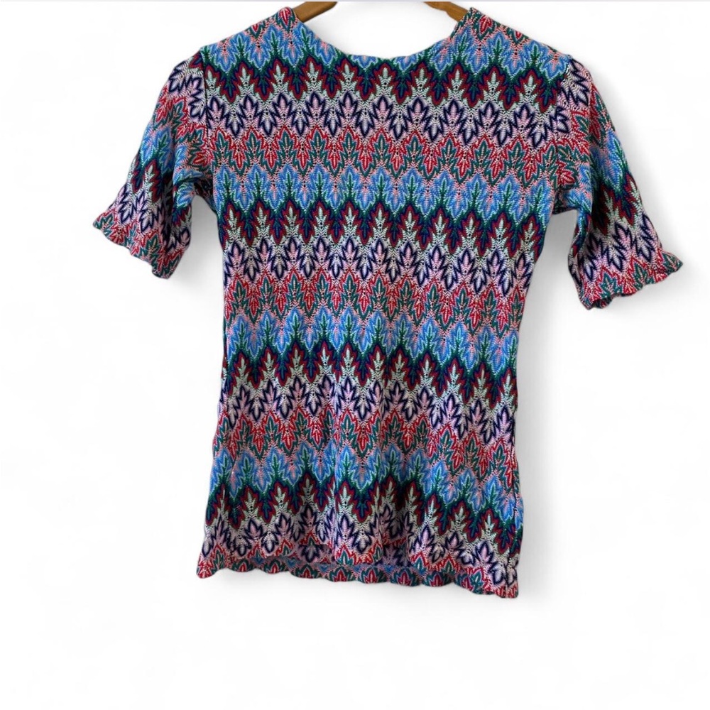 Colorful Patterned Short Sleeve Top